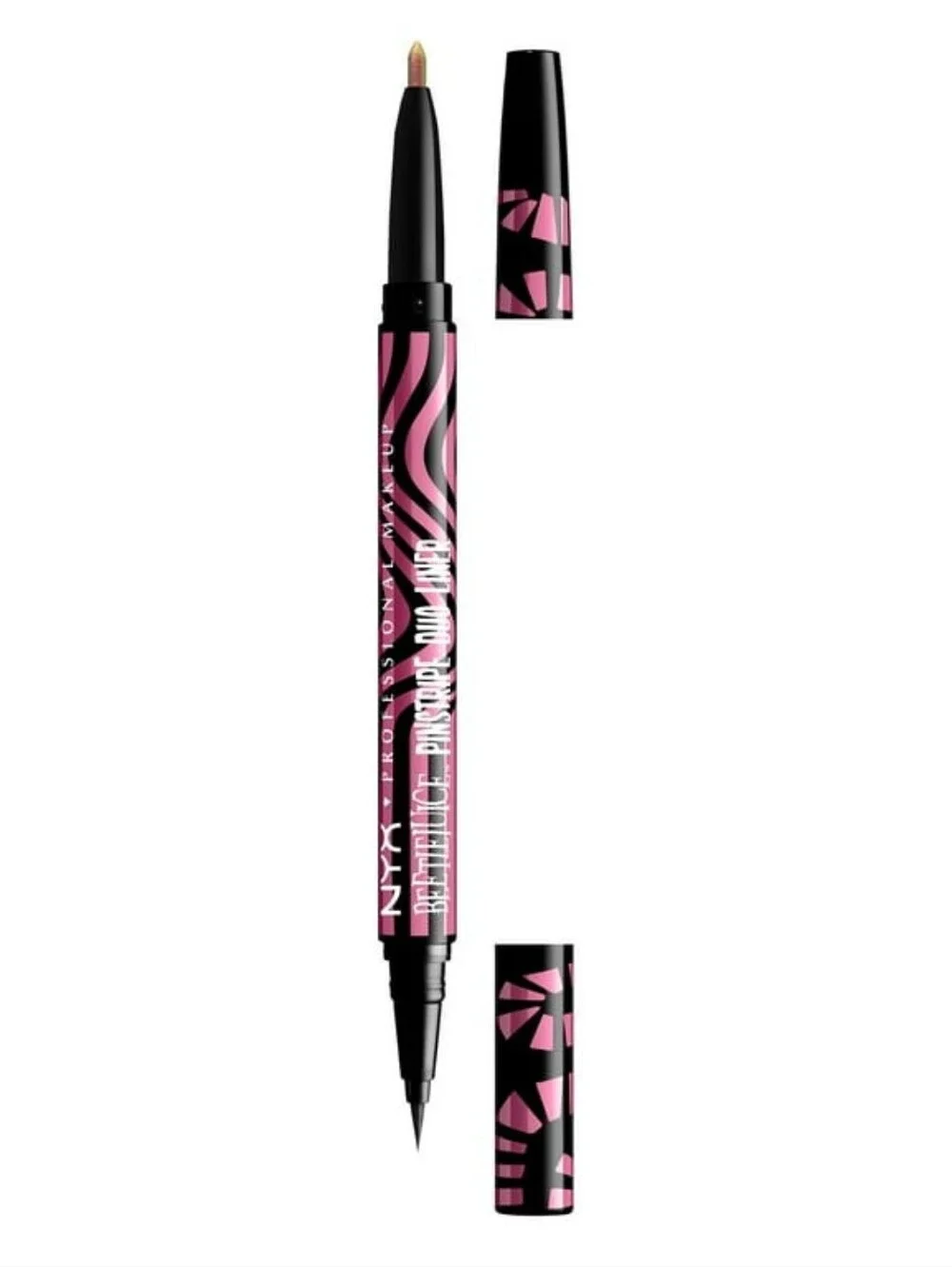 NYX Professional Makeup Beetlejuice Pinstripe Duo Eyeliner (Pink Chrome & Black)